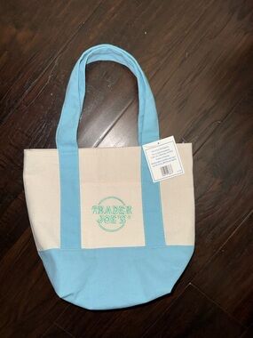 🦋 NWT! Trader Joe’s Embroidered Light Blue Mini Tote